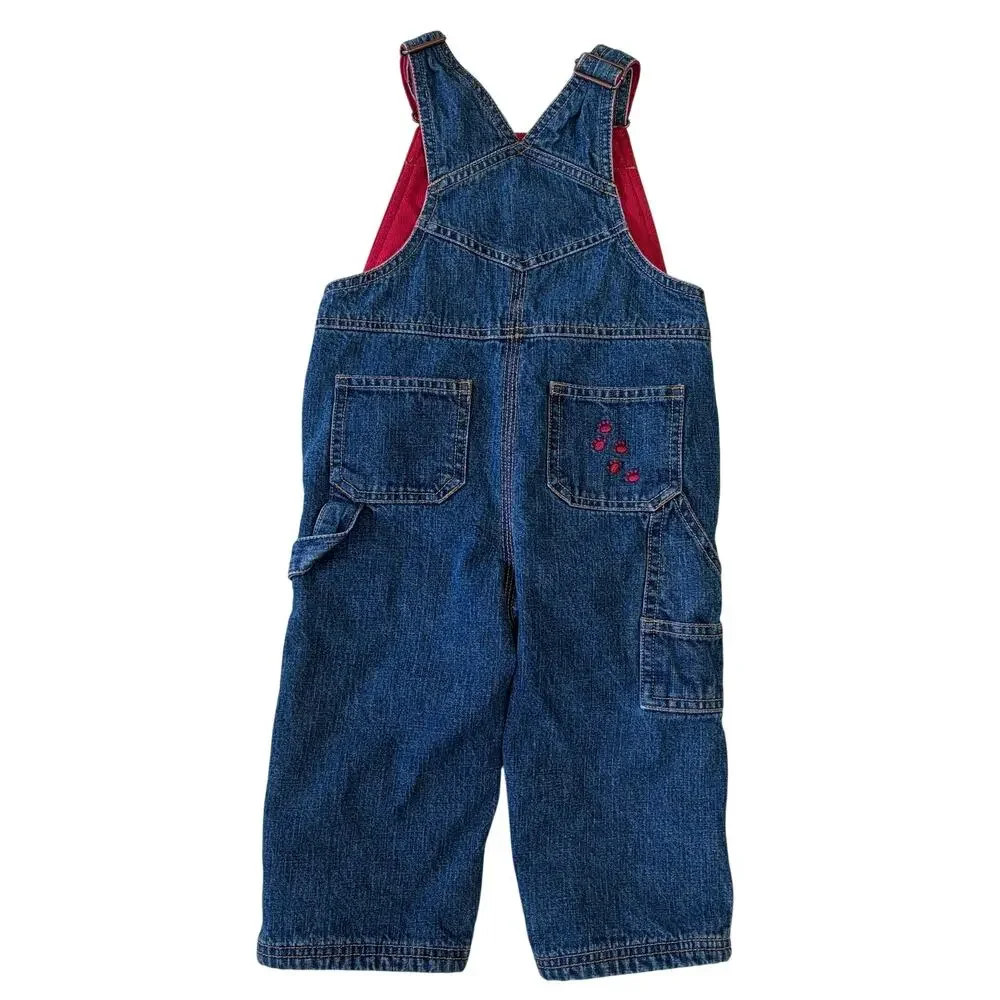 Vintage Gymboree Denim Overalls 12-18 Mos Toddler Fleece Lined Carpenter 2003